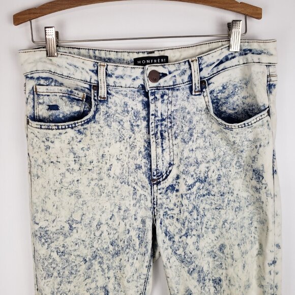 Monfrere Greyson Jeans Venice Wash Blue Acid Stone Wash Distressed Size 34 - Picture 8 of 12